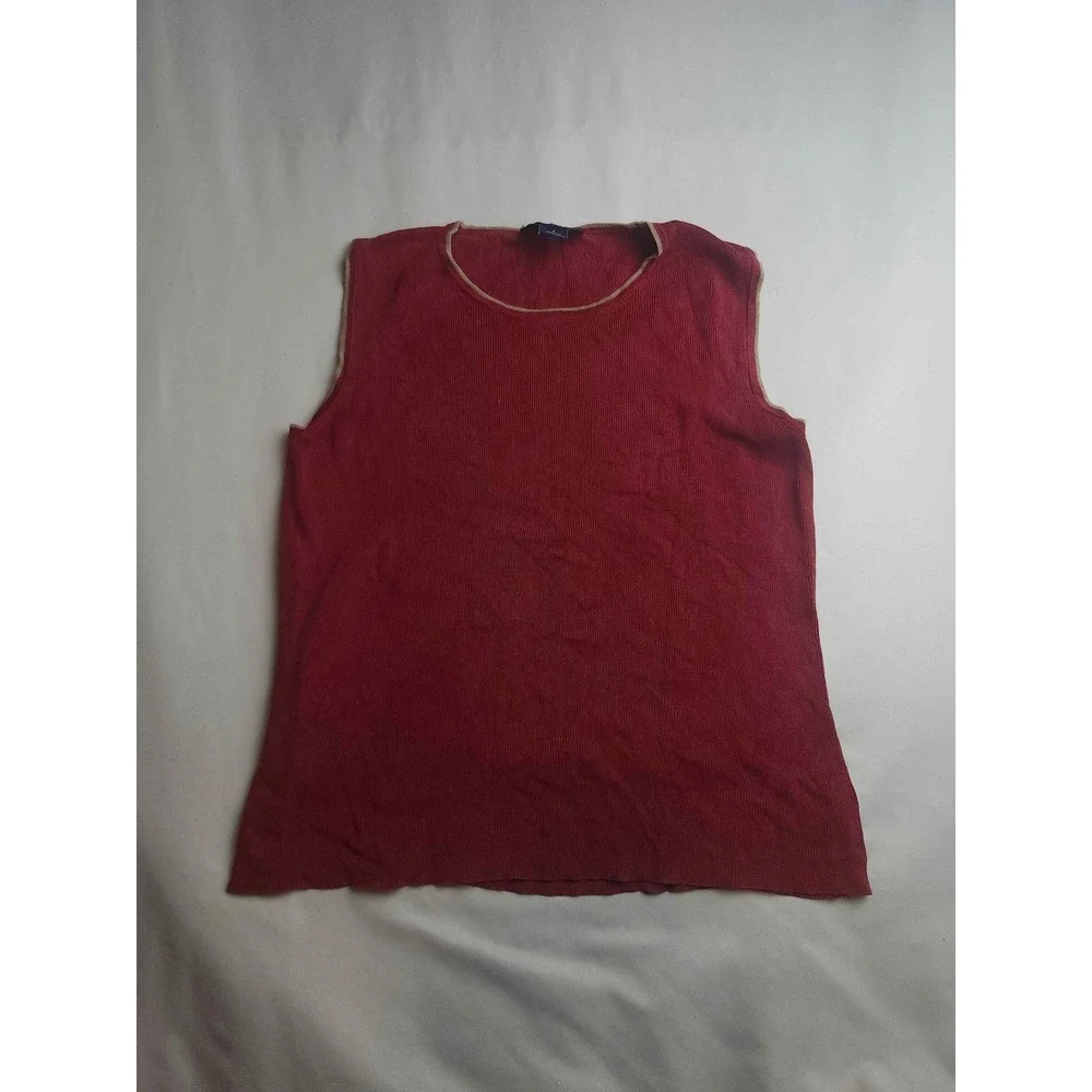 Ann Taylor Red Silk Knit Sleeveless Top Small Womens